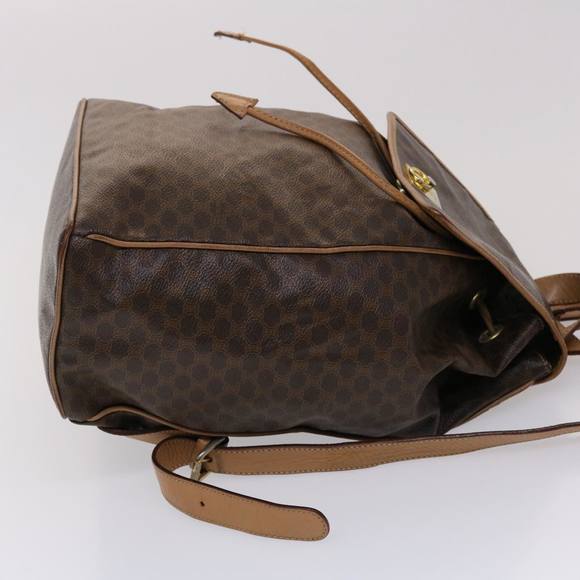 CELINE Macadam Canvas Backpack PVC Leather Brown Auth bs6391 - Picture 3 of 16